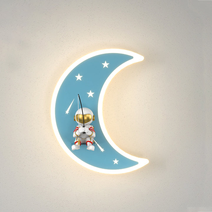 Lampe applique murale LED en résine acrylique avec matériel astronaute étoile croissant de lune Art Déco moderne pour salon 