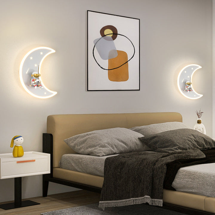 Lampe applique murale LED en résine acrylique avec matériel astronaute étoile croissant de lune Art Déco moderne pour salon 