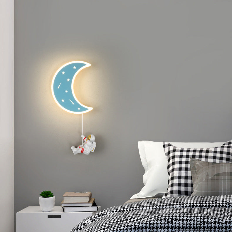 Lampe applique murale LED en résine acrylique avec matériel astronaute étoile croissant de lune Art Déco moderne pour salon 