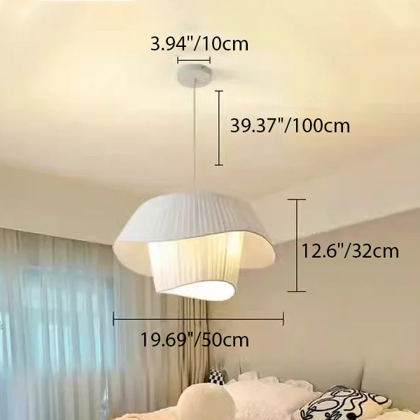 Lustre en fer à 3 lumières avec tissu à vagues rondes en crème traditionnelle française pour salon 