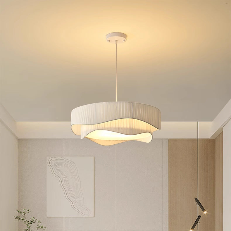 Lustre Contemporain Scandinave Rond à Volants Cône Tissu Acrylique Fer 4/5 Lumières Pour Salon 