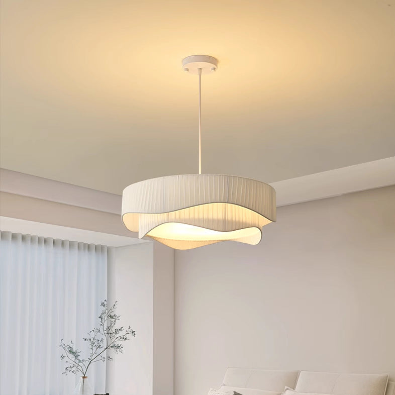 Lustre Contemporain Scandinave Rond à Volants Cône Tissu Acrylique Fer 4/5 Lumières Pour Salon 