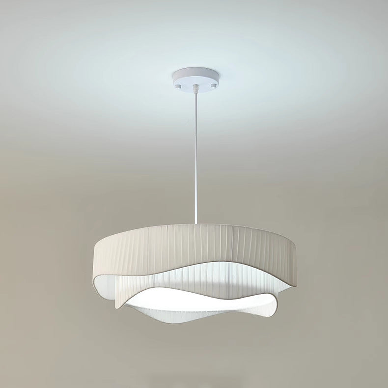 Lustre Contemporain Scandinave Rond à Volants Cône Tissu Acrylique Fer 4/5 Lumières Pour Salon 
