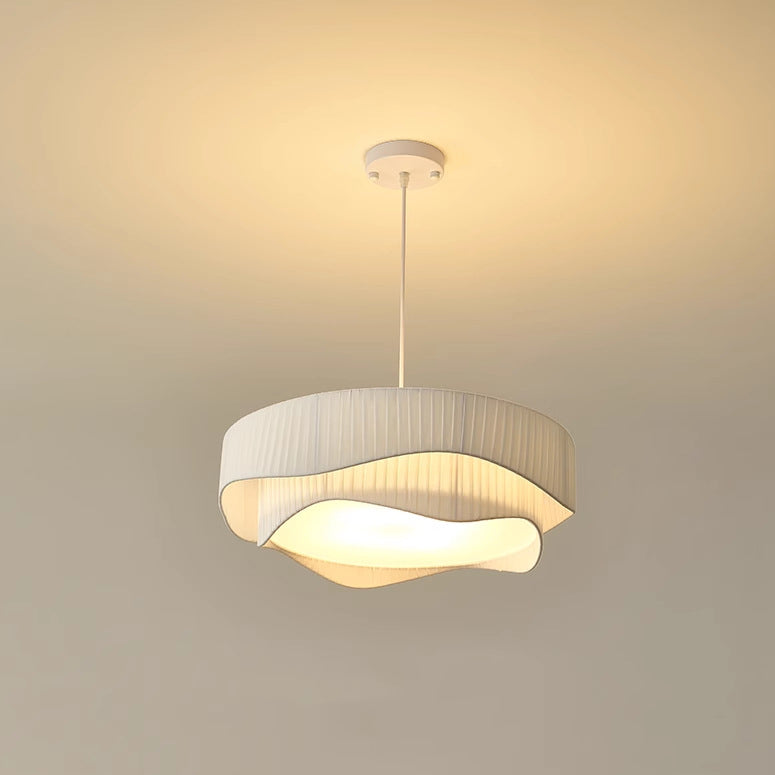 Lustre Contemporain Scandinave Rond à Volants Cône Tissu Acrylique Fer 4/5 Lumières Pour Salon 