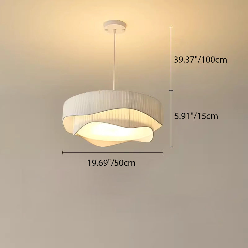 Lustre Contemporain Scandinave Rond à Volants Cône Tissu Acrylique Fer 4/5 Lumières Pour Salon 