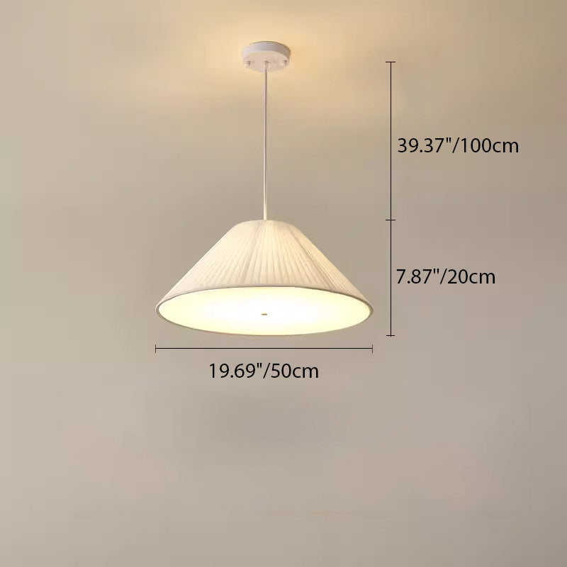 Lustre Contemporain Scandinave Rond à Volants Cône Tissu Acrylique Fer 4/5 Lumières Pour Salon 