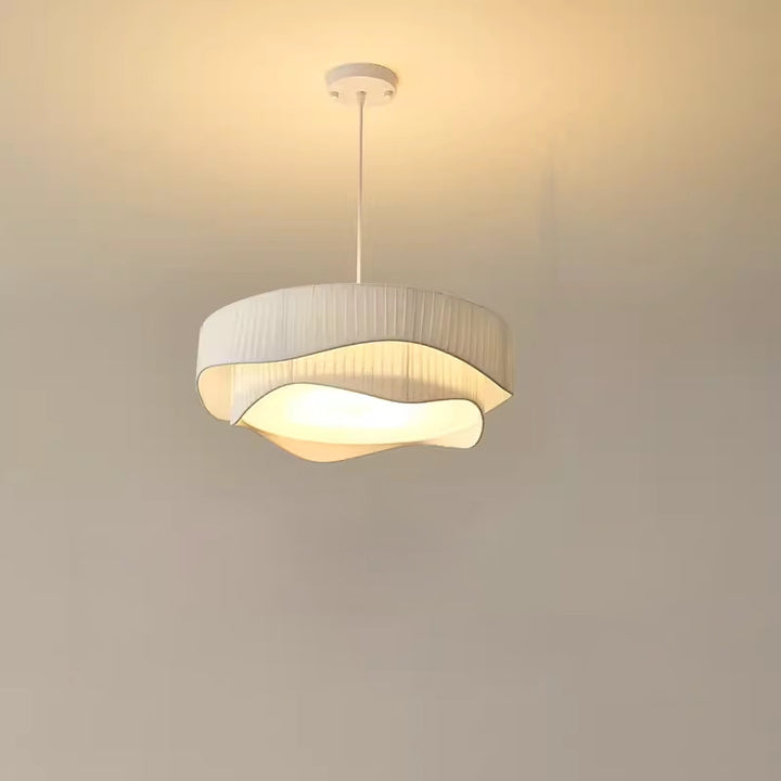Lustre Contemporain Scandinave Rond à Volants Cône Tissu Acrylique Fer 4/5 Lumières Pour Salon 