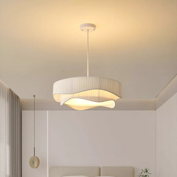 Lustre Contemporain Scandinave Rond à Volants Cône Tissu Acrylique Fer 4/5 Lumières Pour Salon 