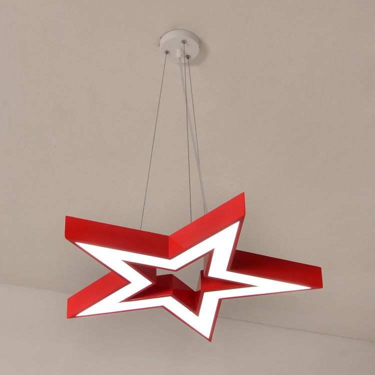 Modern Minimalist Skeletonized Pentagram Acrylic Iron LED Chandelier For Living Room