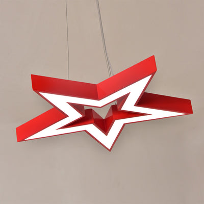 Modern Minimalist Skeletonized Pentagram Acrylic Iron LED Chandelier For Living Room