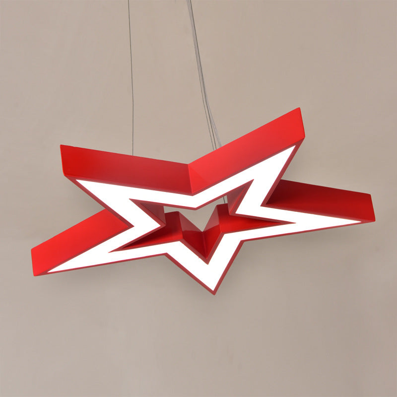 Modern Minimalist Skeletonized Pentagram Acrylic Iron LED Chandelier For Living Room