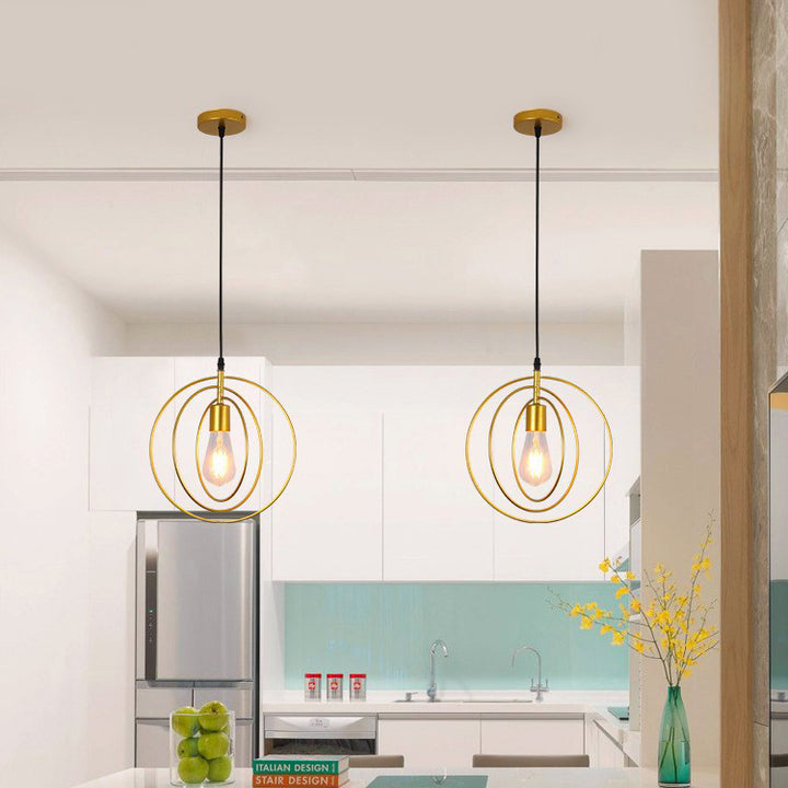 Contemporary Industrial Pentagram Round Hollowed Out Iron 1-Light Pendant Light For Living Room