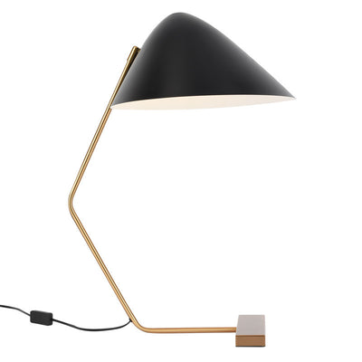 Zeitgenössische kreative konische rechteckige gebogene Eisen-Messing 1-Licht Tischlampe für das Schlafzimmer 