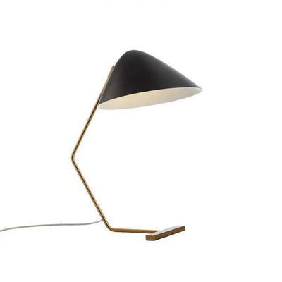 Zeitgenössische kreative konische rechteckige gebogene Eisen-Messing 1-Licht Tischlampe für das Schlafzimmer 