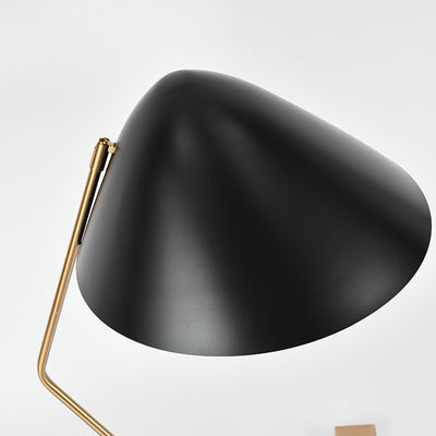 Zeitgenössische kreative konische rechteckige gebogene Eisen-Messing 1-Licht Tischlampe für das Schlafzimmer 
