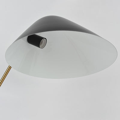 Zeitgenössische kreative konische rechteckige gebogene Eisen-Messing 1-Licht Tischlampe für das Schlafzimmer 