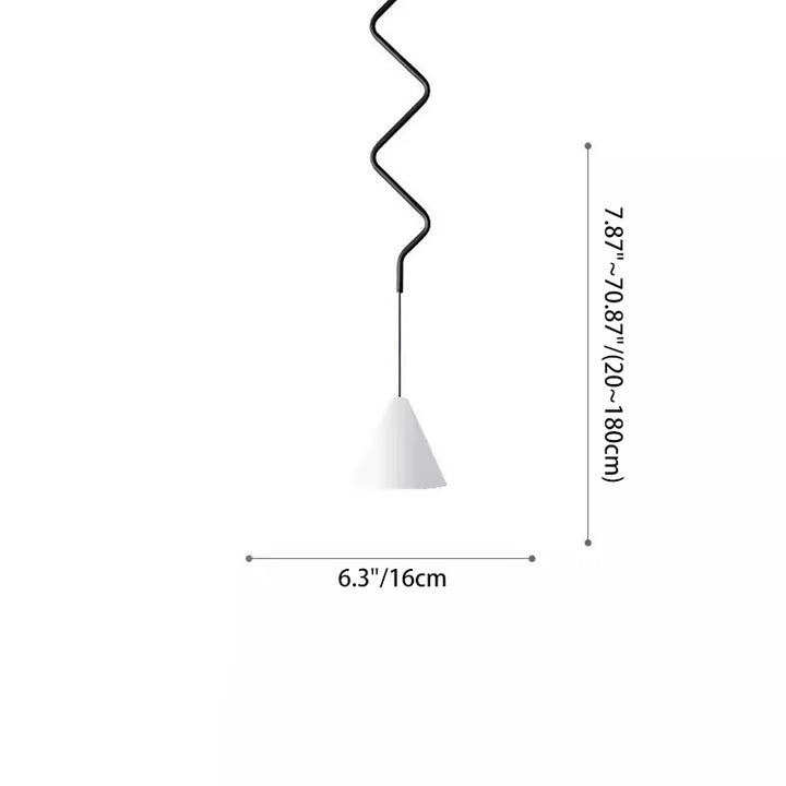 Zeitgenössische skandinavische wellenförmige Linie konische Eisen-Aluminium 1-Licht Pendelleuchte für Wohnzimmer 