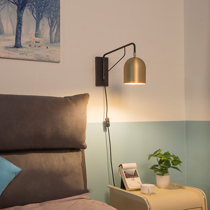 Lampe murale contemporaine en fer cylindrique rectangulaire à 1 lumière pour salon 