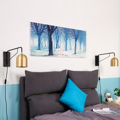 Lampe murale contemporaine en fer cylindrique rectangulaire à 1 lumière pour salon 