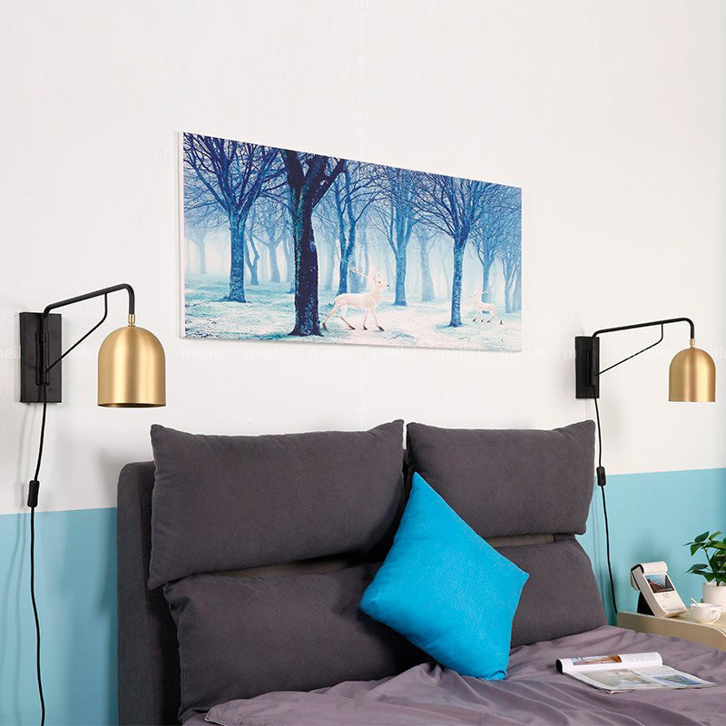 Lampe murale contemporaine en fer cylindrique rectangulaire à 1 lumière pour salon 