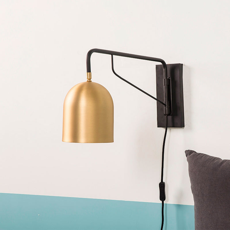 Lampe murale contemporaine en fer cylindrique rectangulaire à 1 lumière pour salon 