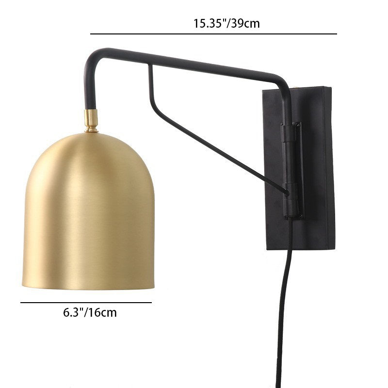 Lampe murale contemporaine en fer cylindrique rectangulaire à 1 lumière pour salon 