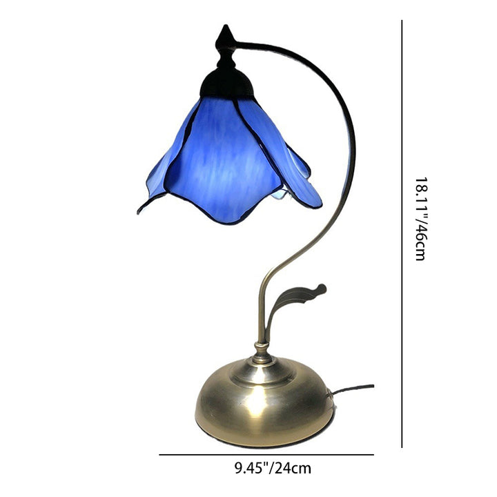 Lampe de table 1 lumière en fer et verre conique traditionnel Tiffany pour chambre 