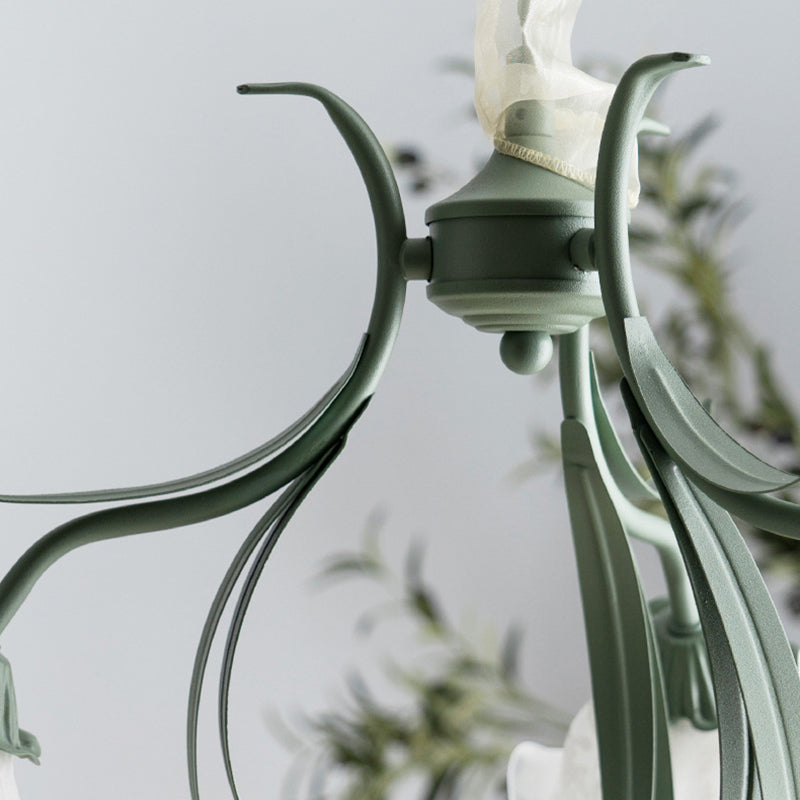 Traditionelle französische Glockenblume Zweig Blatt Glas Eisen 7/9 Licht Kronleuchter für Wohnzimmer 