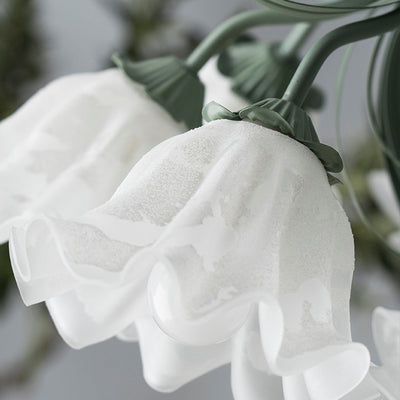 Traditionelle französische Glockenblume Zweig Blatt Glas Eisen 7/9 Licht Kronleuchter für Wohnzimmer 