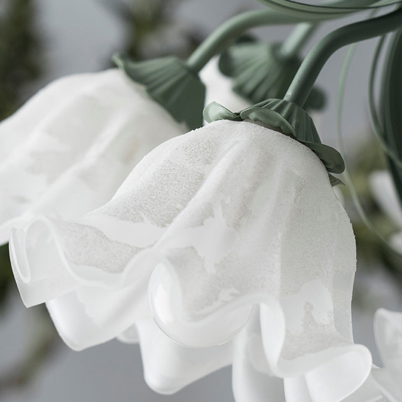 Traditionelle französische Glockenblume Zweig Blatt Glas Eisen 7/9 Licht Kronleuchter für Wohnzimmer 