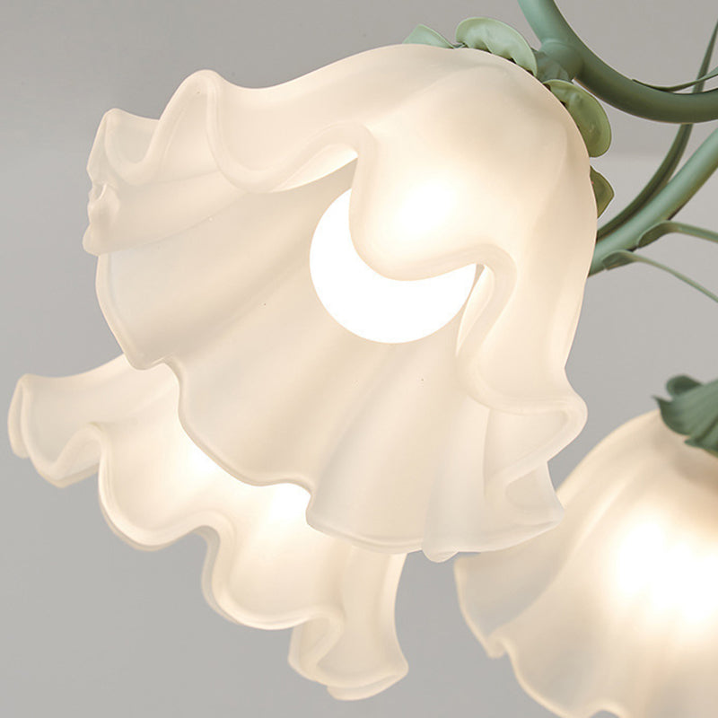 Traditionelle französische Glockenblume Zweig Blatt Glas Eisen 7/9 Licht Kronleuchter für Wohnzimmer 