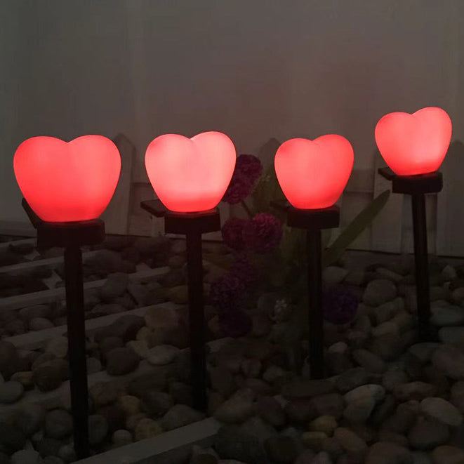 ضوء LED خارجي على شكل قلب بسيط حديث يعمل بالطاقة الشمسية ومقاوم للماء مصنوع من البلاستيك ABS مع قابس أرضي للحديقة 
