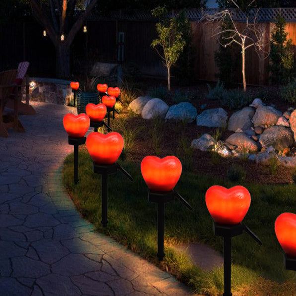Modern Simplicity Heart Shape Solar Waterproof ABS Plastic LED Outdoor Ground Plug Light For Garden