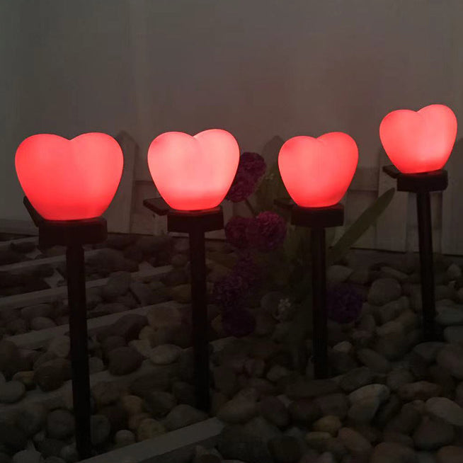 ضوء LED خارجي على شكل قلب بسيط حديث يعمل بالطاقة الشمسية ومقاوم للماء مصنوع من البلاستيك ABS مع قابس أرضي للحديقة 