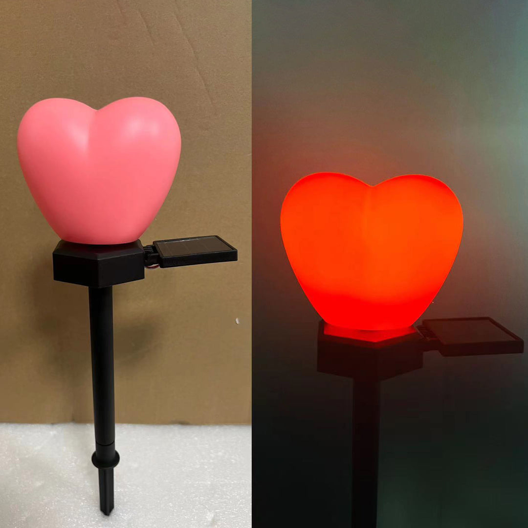 Modern Simplicity Heart Shape Solar Waterproof ABS Plastic LED Outdoor Ground Plug Light For Garden