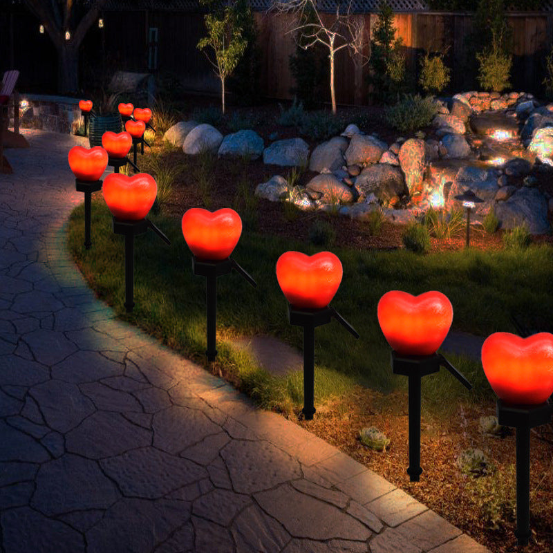 Modern Simplicity Heart Shape Solar Waterproof ABS Plastic LED Outdoor Ground Plug Light For Garden