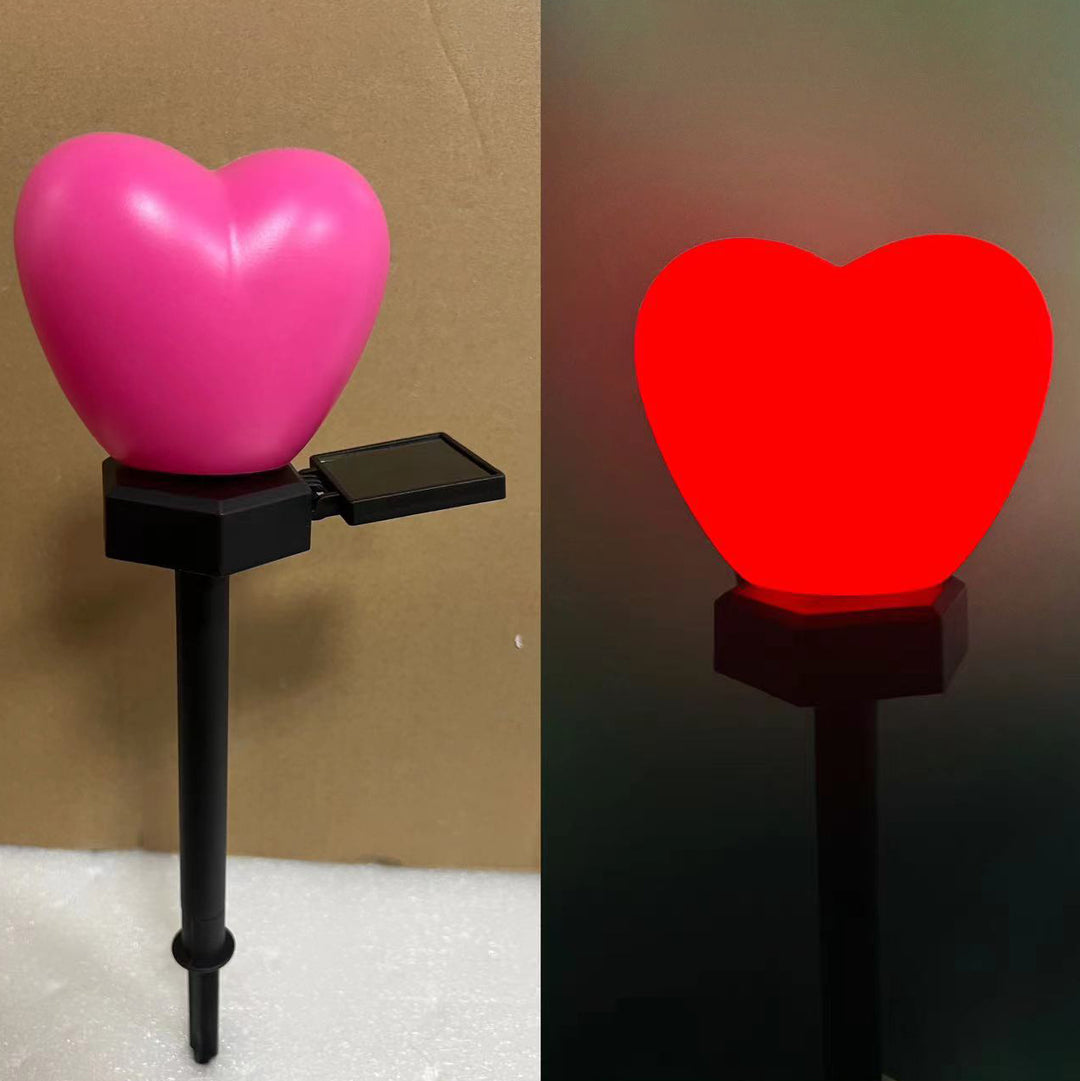 Modern Simplicity Heart Shape Solar Waterproof ABS Plastic LED Outdoor Ground Plug Light For Garden