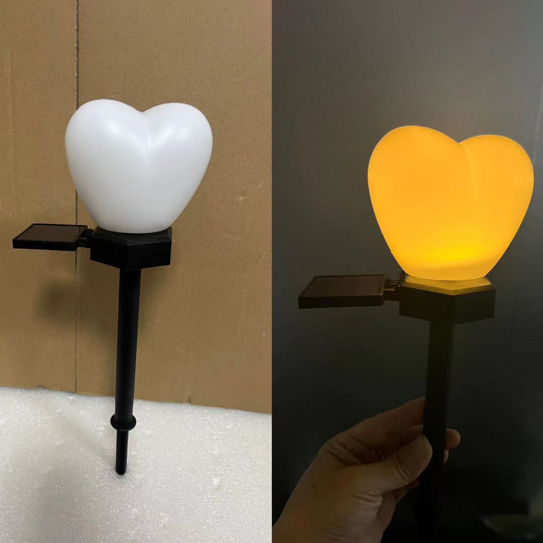 Modern Simplicity Heart Shape Solar Waterproof ABS Plastic LED Outdoor Ground Plug Light For Garden