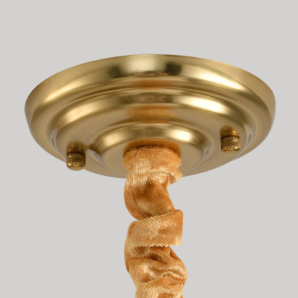Traditional Vintage Round Cylinder Branch Fabric Ash Wood Hardware 3/6/8 Light Chandelier For Living Room
