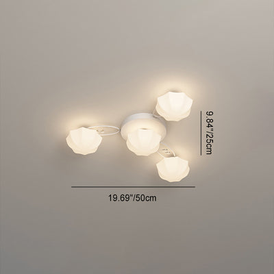 Zeitgenössische skandinavische Zweig Runde Kürbis Glas Eisen 4/7/9/11 Licht Semi-Flush Deckenleuchte für Schlafzimmer 