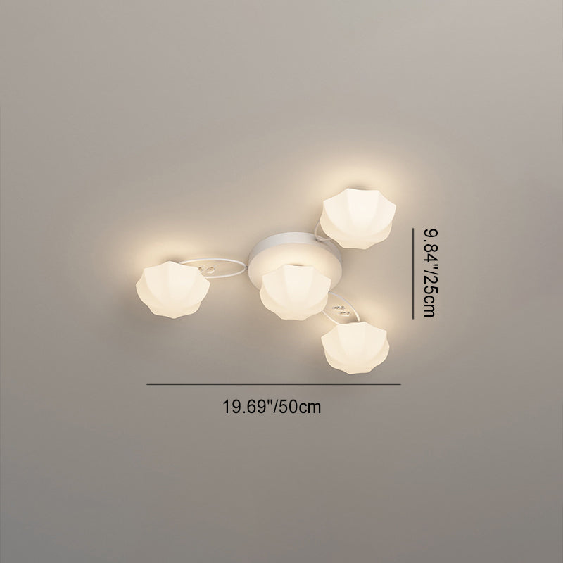 Zeitgenössische skandinavische Zweig Runde Kürbis Glas Eisen 4/7/9/11 Licht Semi-Flush Deckenleuchte für Schlafzimmer 