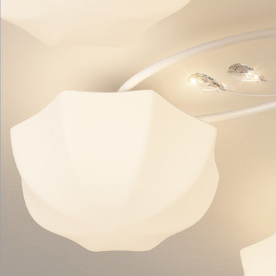 Zeitgenössische skandinavische Zweig Runde Kürbis Glas Eisen 4/7/9/11 Licht Semi-Flush Deckenleuchte für Schlafzimmer 