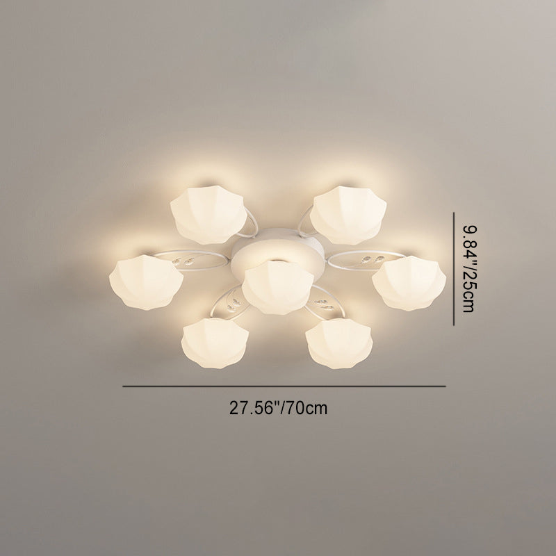 Zeitgenössische skandinavische Zweig Runde Kürbis Glas Eisen 4/7/9/11 Licht Semi-Flush Deckenleuchte für Schlafzimmer 