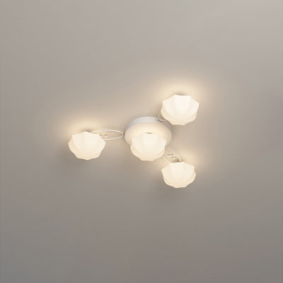 Zeitgenössische skandinavische Zweig Runde Kürbis Glas Eisen 4/7/9/11 Licht Semi-Flush Deckenleuchte für Schlafzimmer 