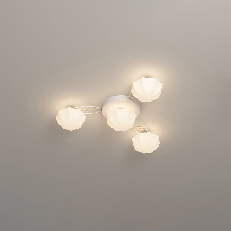 Zeitgenössische skandinavische Zweig Runde Kürbis Glas Eisen 4/7/9/11 Licht Semi-Flush Deckenleuchte für Schlafzimmer 
