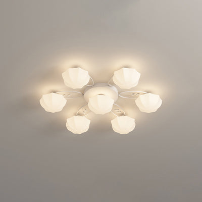 Zeitgenössische skandinavische Zweig Runde Kürbis Glas Eisen 4/7/9/11 Licht Semi-Flush Deckenleuchte für Schlafzimmer 