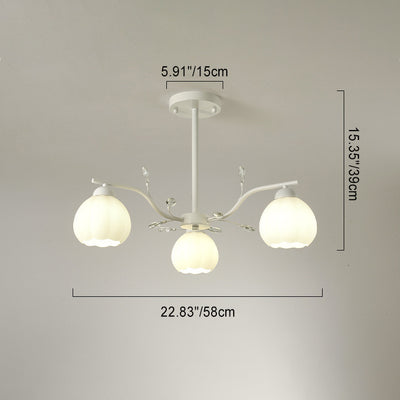 Simplicité Moderne Lustre à Branches de Citrouille en Verre Cristal Fer 3/5/8 Lumières pour Salon 