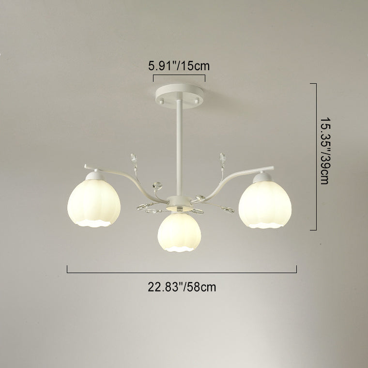 Simplicité Moderne Lustre à Branches de Citrouille en Verre Cristal Fer 3/5/8 Lumières pour Salon 