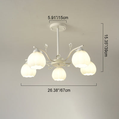 Simplicité Moderne Lustre à Branches de Citrouille en Verre Cristal Fer 3/5/8 Lumières pour Salon 