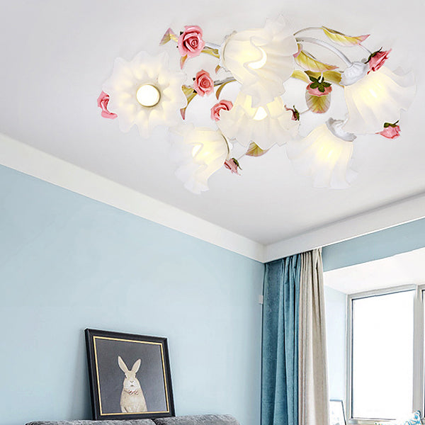 Plafonnier Lustre Rose En Fer, Style Vintage, 1 Lumière Coloré, Déco Intérieure